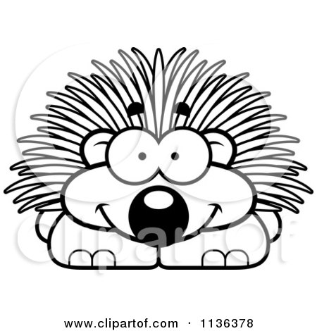 450x470 Cartoon Clipart Of An Outlined Happy Porcupine