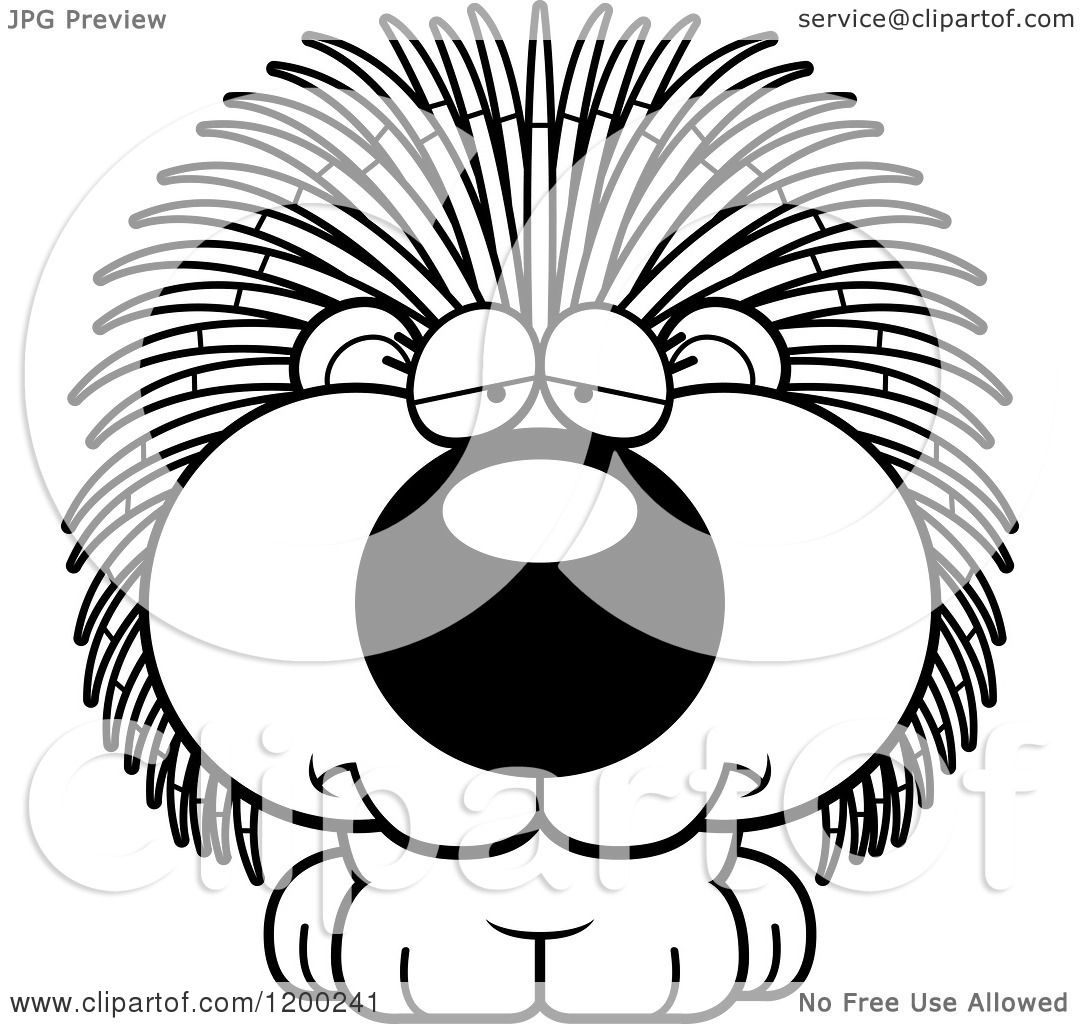 1080x1024 Cartoon Of A Black And White Depressed Porcupine Porcupet