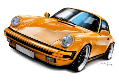 400x283 Porsche Drawing In Orange, Available