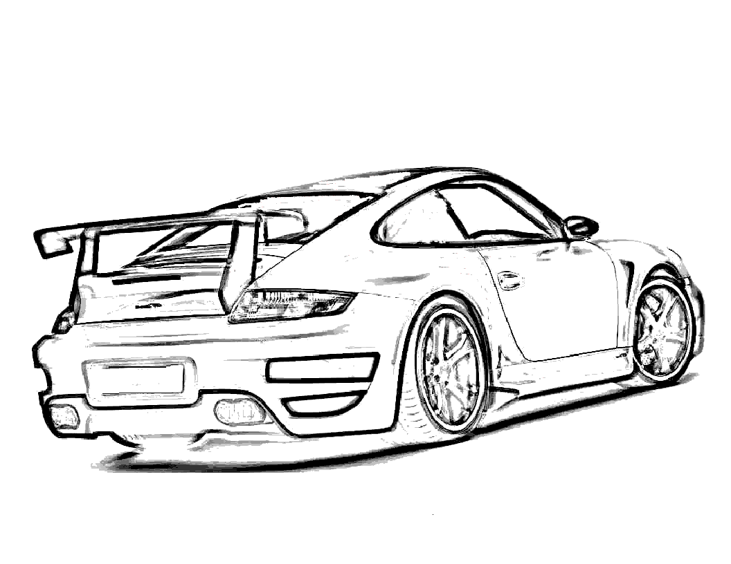 1056x816 Porsche Line Drawing Sketch Coloring Page