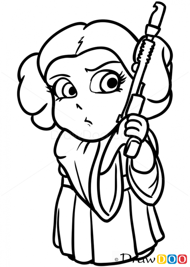 665x934 How To Draw Princess Leya, Chibi Star Wars