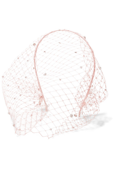 390x585 Jennifer Behr Swarovski Crystal Embellished Veiled Headband