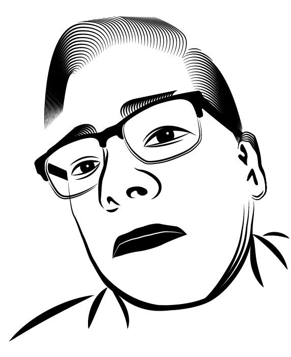 572x701 Self Portrait After Watching Adobe Illustrator Linocut Tutorial