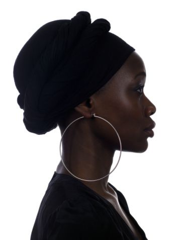 358x477 Young Woman Wearing Large Earring, Close Up, Profile Hair