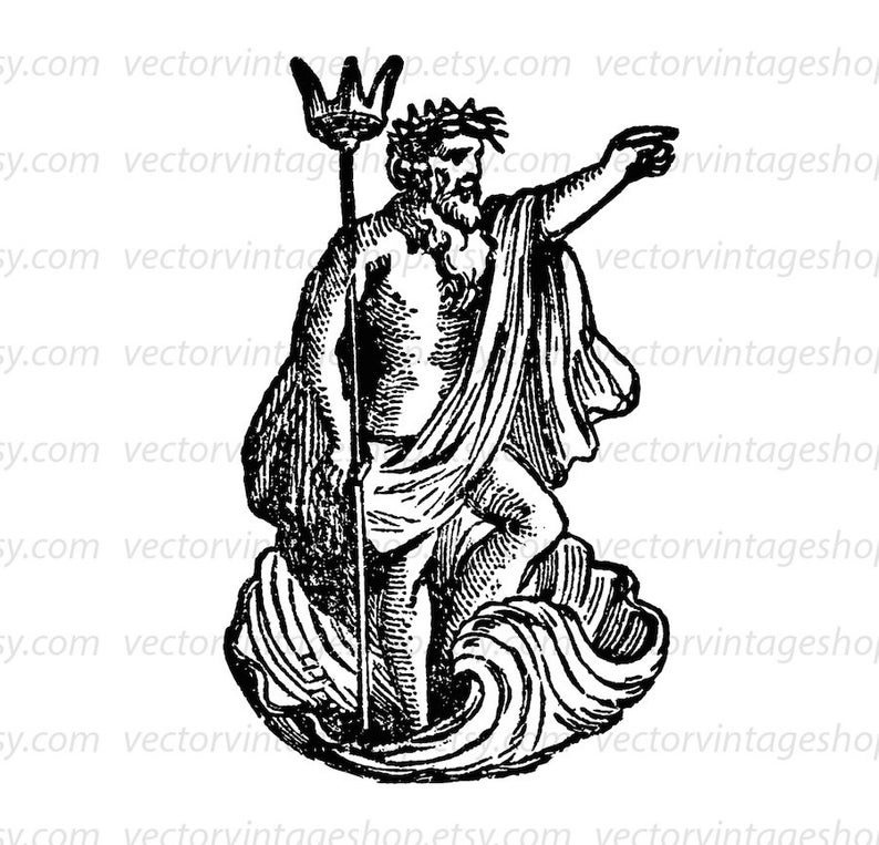 794x763 Neptune Poseidon Vector Graphic Instant Download Trident God Etsy