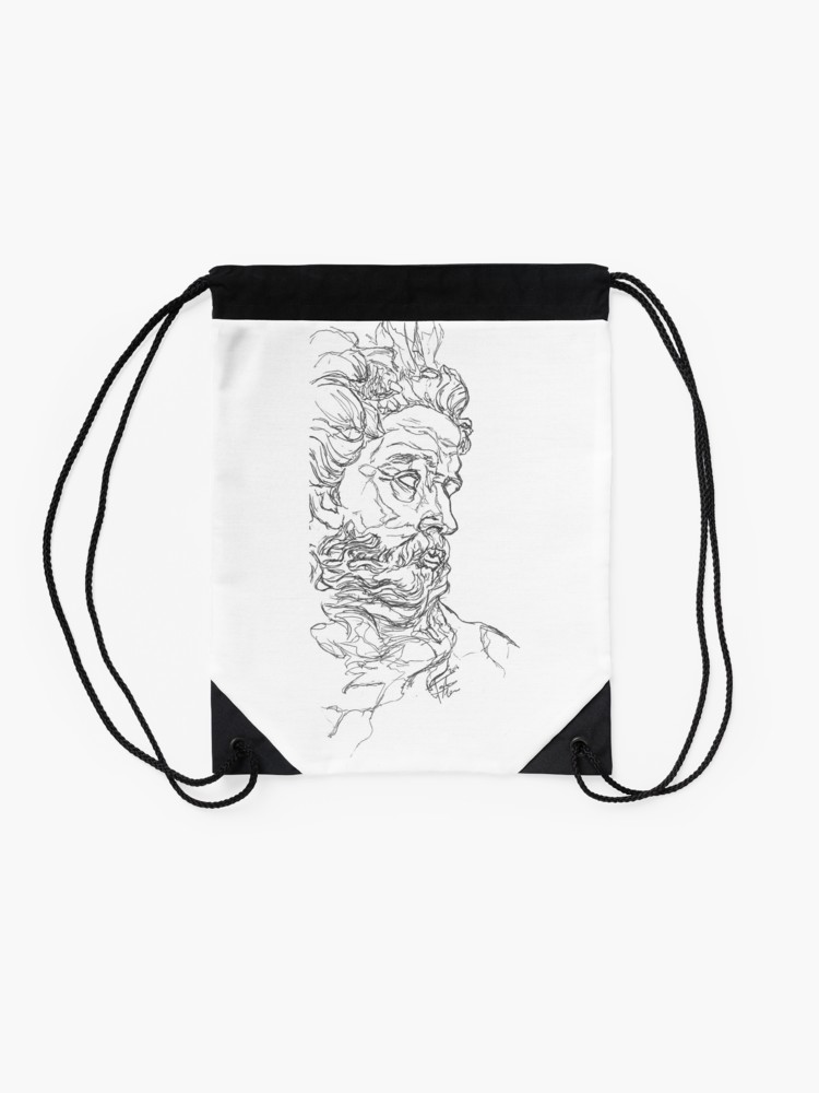 750x1000 Poseidon Line Drawing Drawstring Bag