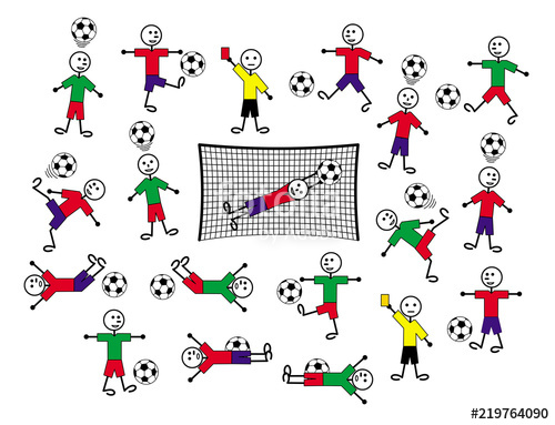 500x383 Composition Of Cartoon Drawings Of Players And Referees Football