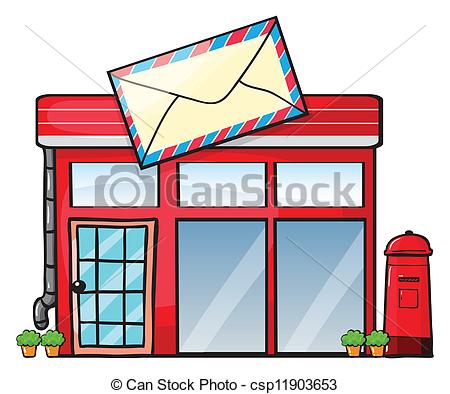 450x394 Illustration Of A Post Office On A White Background