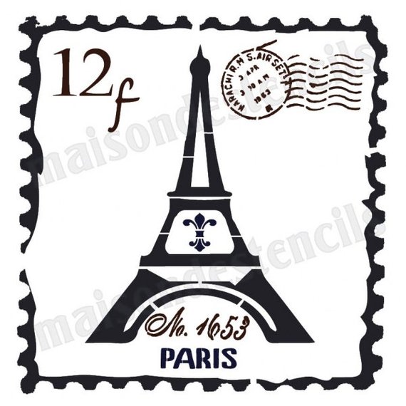 570x570 euro stencil design french postage stamp eiffel tower x