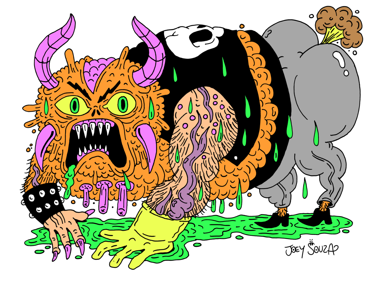 1280x974 Farty Butt Monster Prismacolor Marker Drawing Pop Surrealism