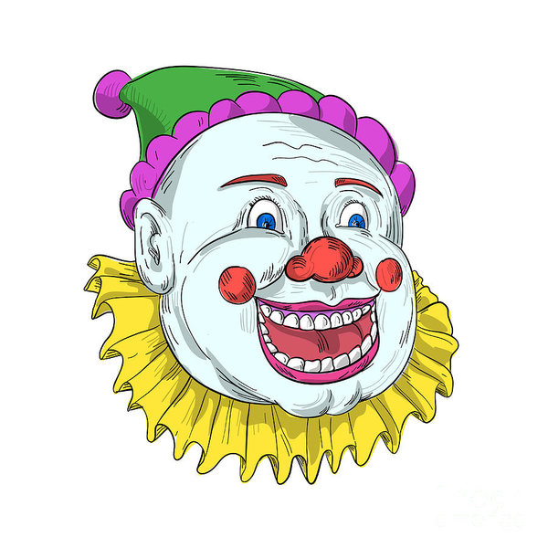 600x600 Vintage Circus Clown Smiling Drawing Poster