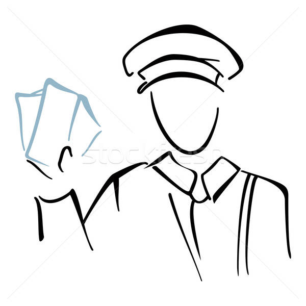 600x600 Postman On Sketch Vector Illustration