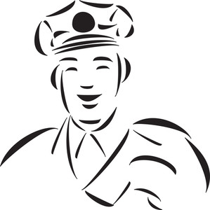 299x300 A Simple Drawing Of A Smiling Postman On A White Background