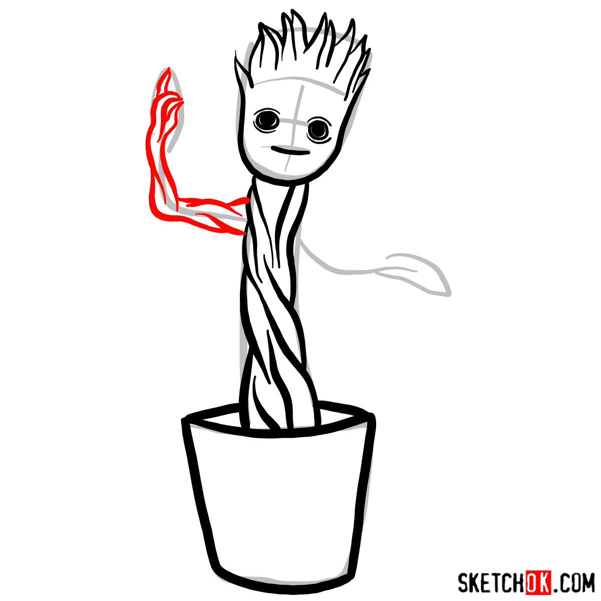 1200x1200 How To Draw Baby Groot In A Pot