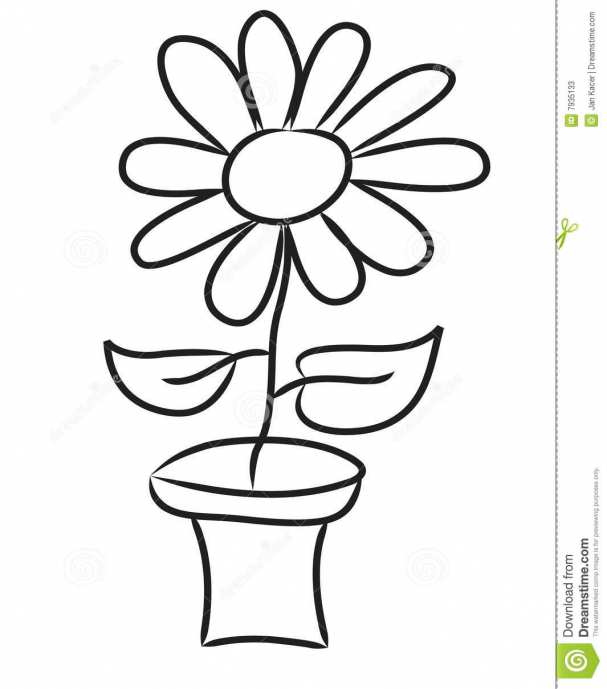 Pot Flower Drawing