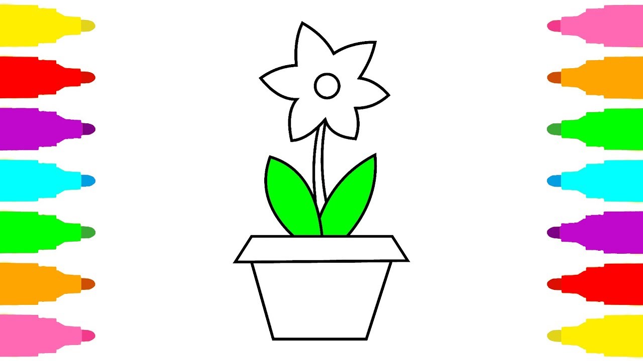 1280x720 Coloring And Drawing Flower Pot For Kids