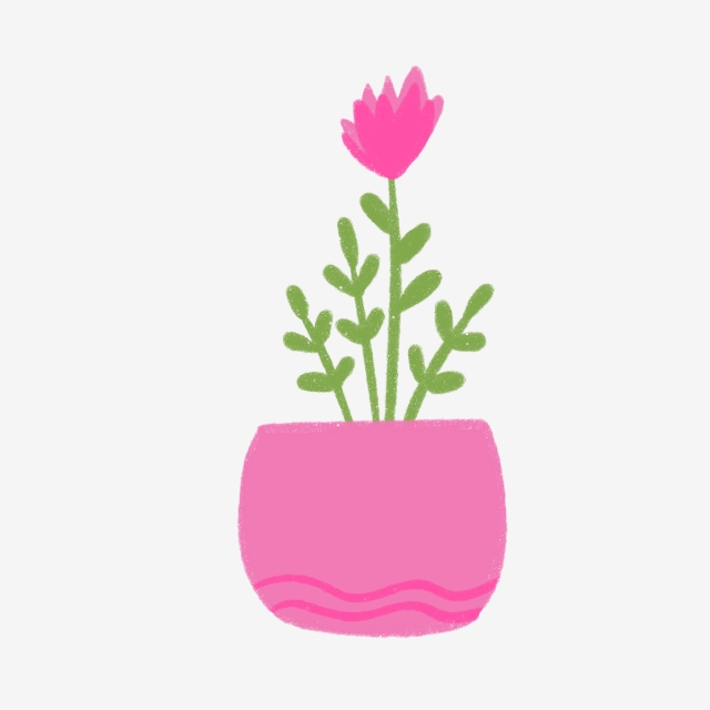640x640 Hand Drawn Cute Red Flower And Pot, Nature, Hand Drawn, Drawing