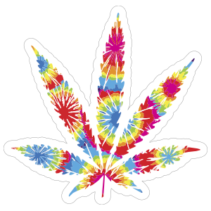 300x300 Tie Dye Pot Leaf Hippie Sticker