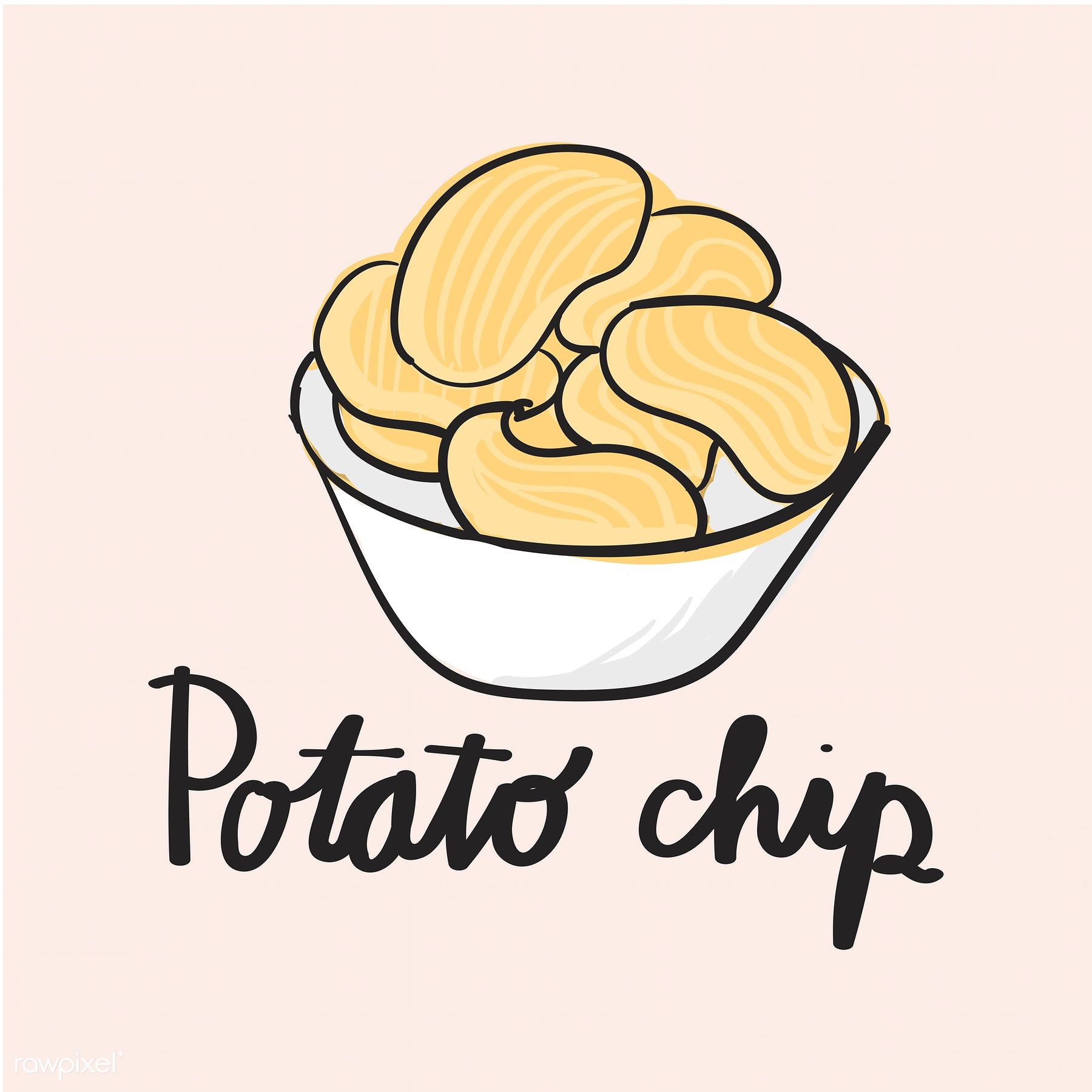 1800x1800 Illustration Drawing Style Of Potato Chips Free Food Doodle