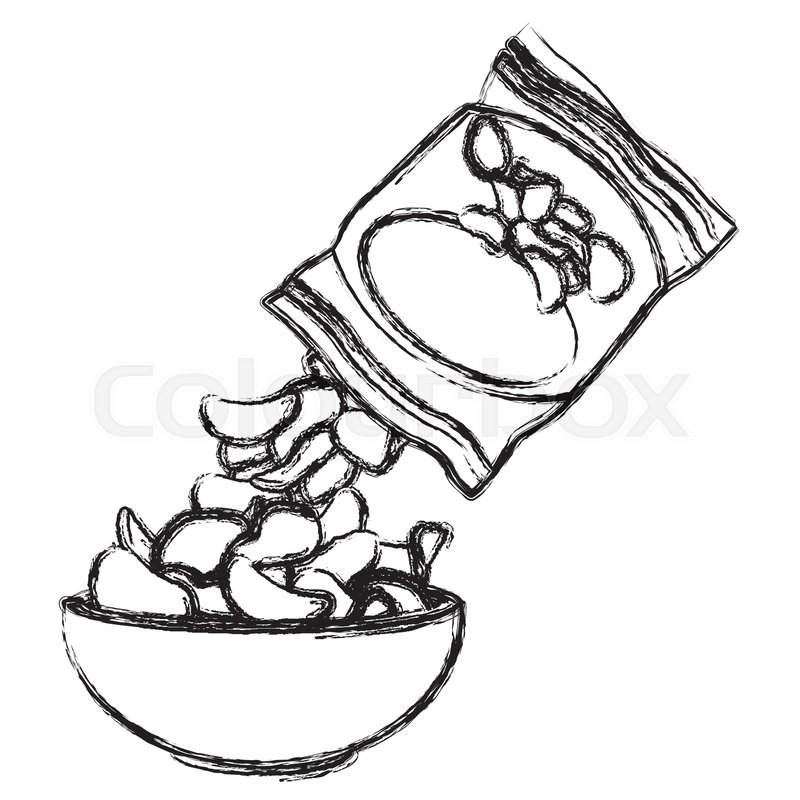 800x800 Potato Chips Bag And Bowl Icon Vector Stock Vector Colourbox