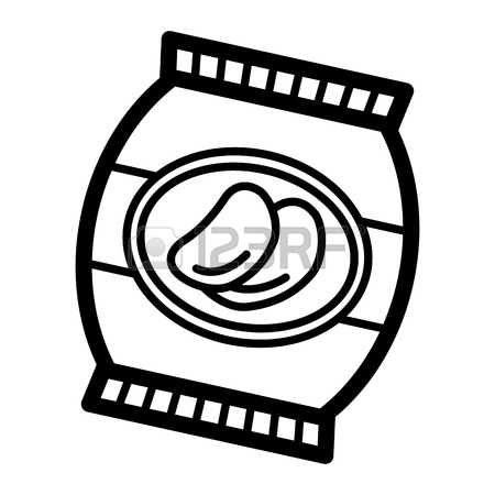 450x450 Black And White Open Chips Bag Clipart Collection
