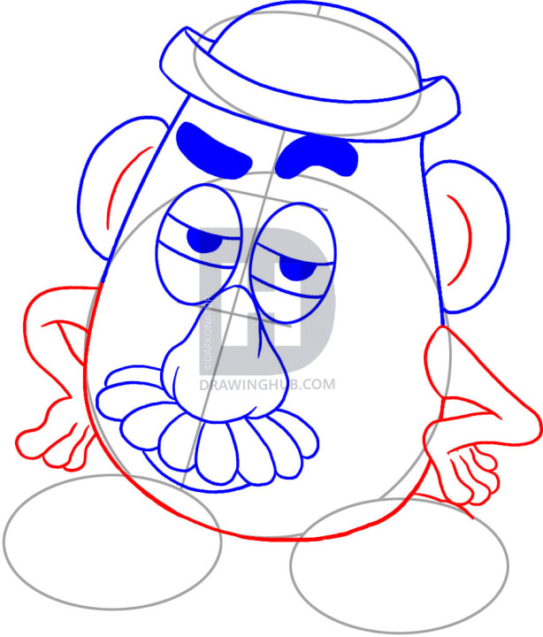 614x720 How To Draw Mr Potato Head, Step