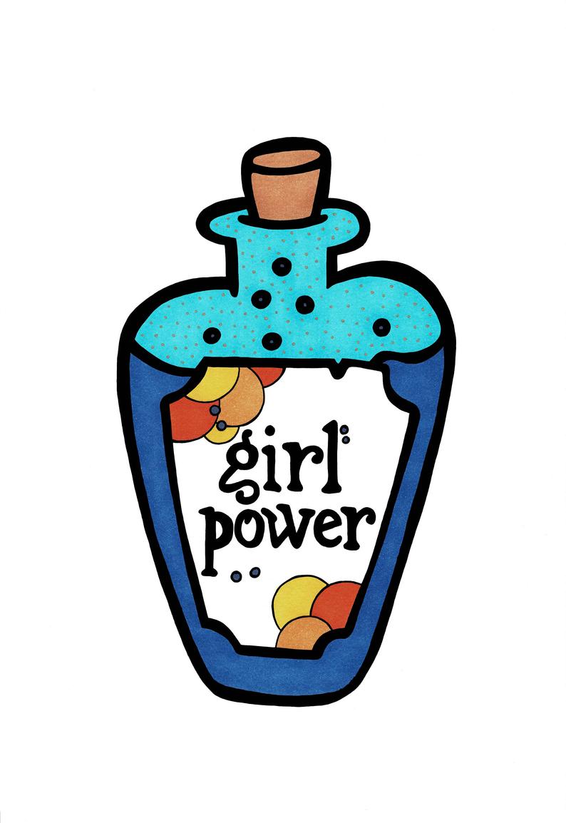794x1154 girl power potion orignal drawing girls women female etsy