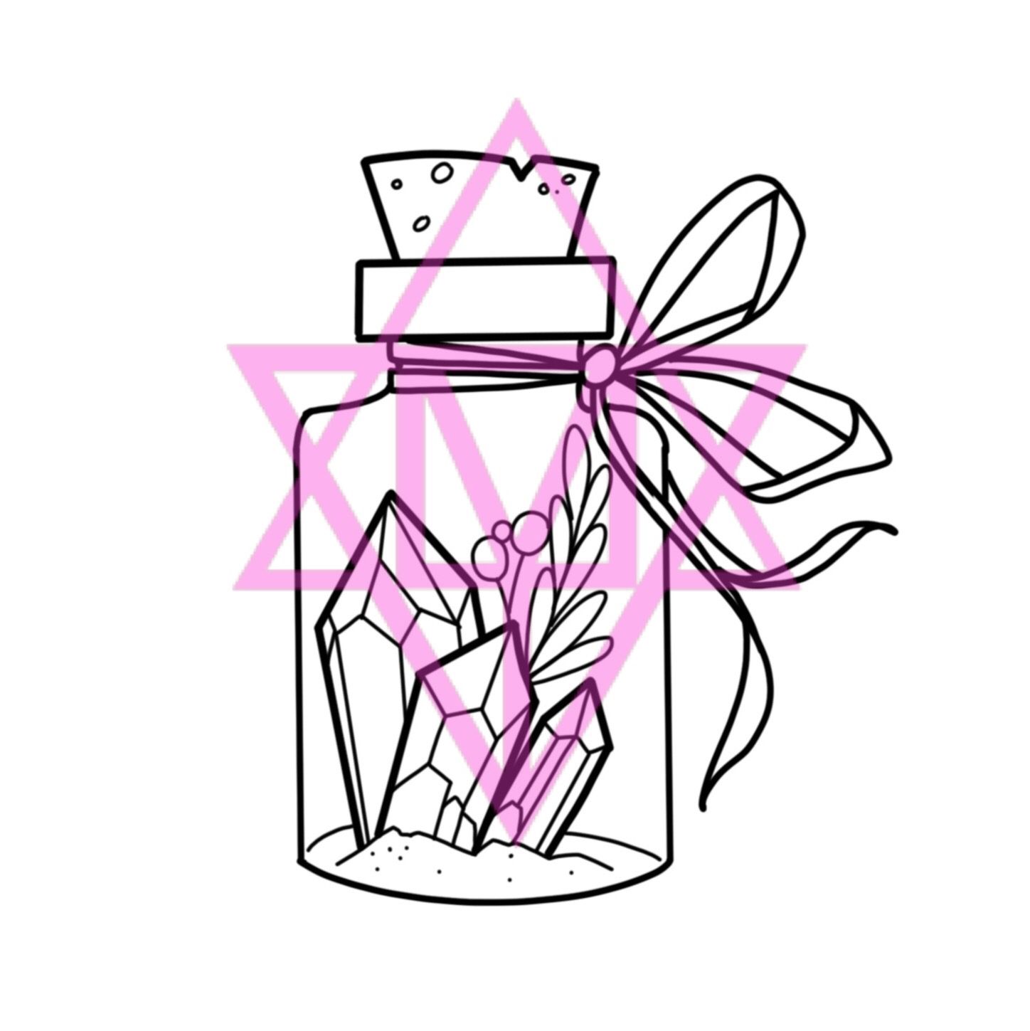 1448x1449 cute little potion bottle with crystals, i'd love to tattoo