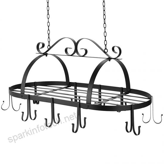 550x550 Ferty Kitchen Ceiling Mounted Oval Iron Hanging Pots Holder Pans