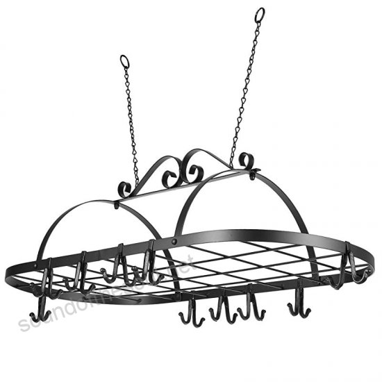 550x550 Iron Hanging Pot Rack Holder, Kitchen Hanger Pots And Pans Rack