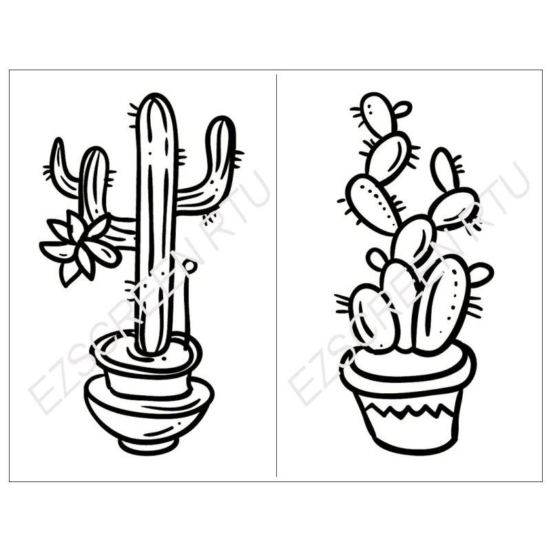 800x800 Diy Silk Screen Printing Stencil, Potted Succulent Cactus Designs