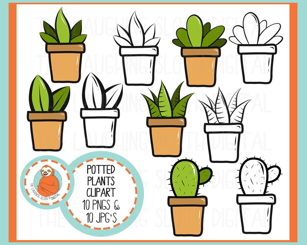 1000x800 Potted Plants Clip Art Digital Clip Art Leaf Art Succulent Etsy
