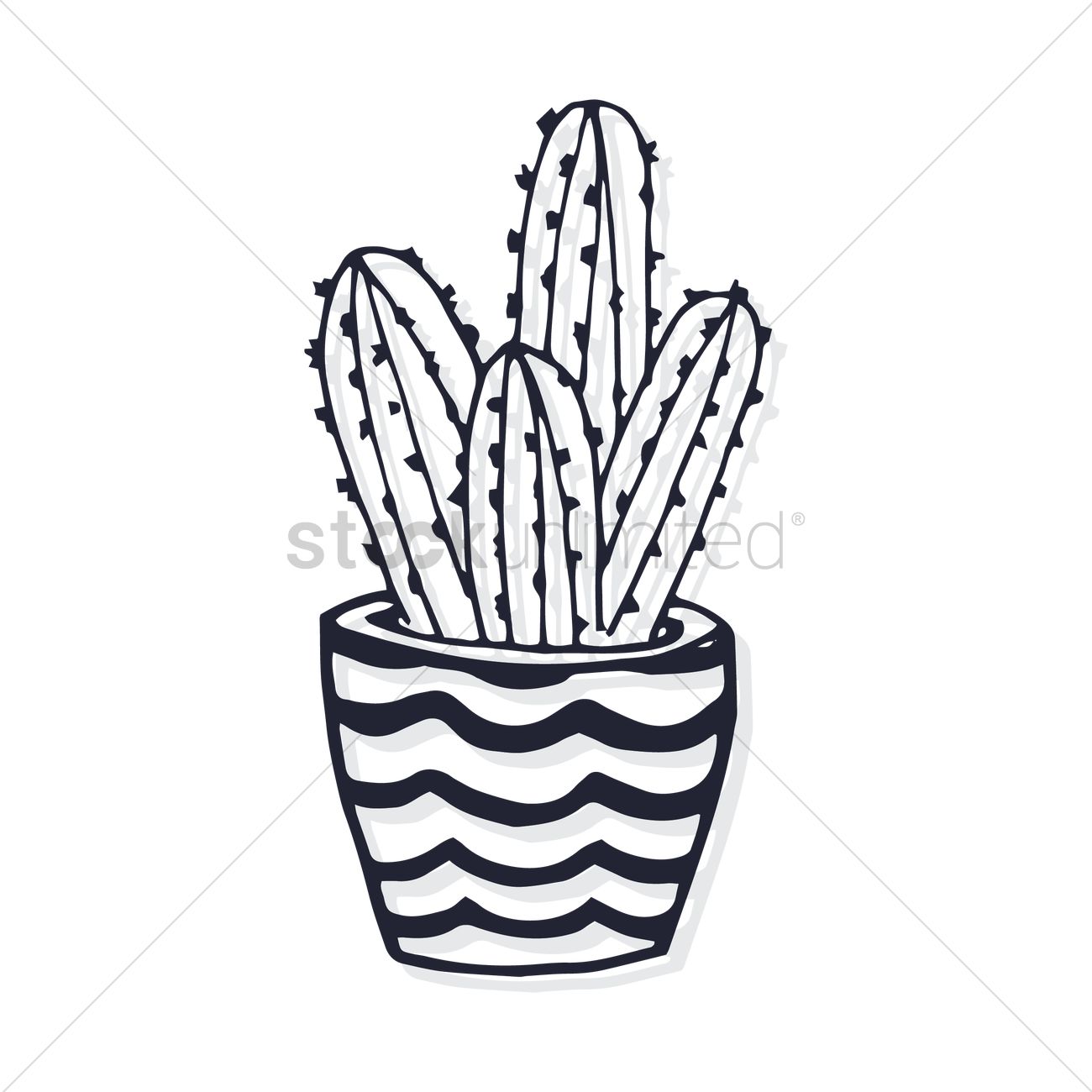 1300x1300 Potted Cactus Vector Image