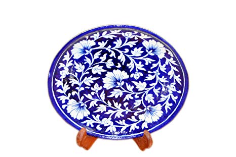 466x311 Om Craft Villa Blue Pottery Decorative Wall Plate For Drawing Room