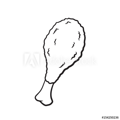 500x500 Vector Illustration Hand Drawn Doodle Of Deep Fried Chicken Leg