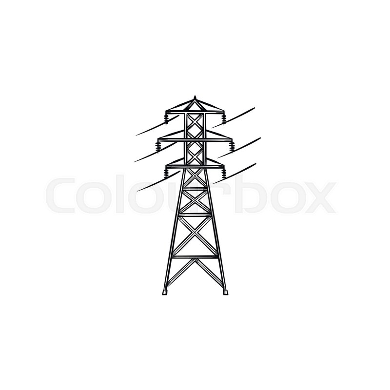 800x800 Electrical Wire Power Line Hand Drawn Stock Vector Colourbox