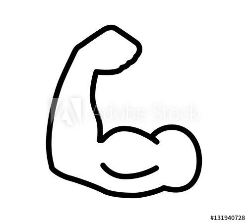 500x450 Flexing Bicep Muscle Strength Or Power Line Art Icon For Exercise