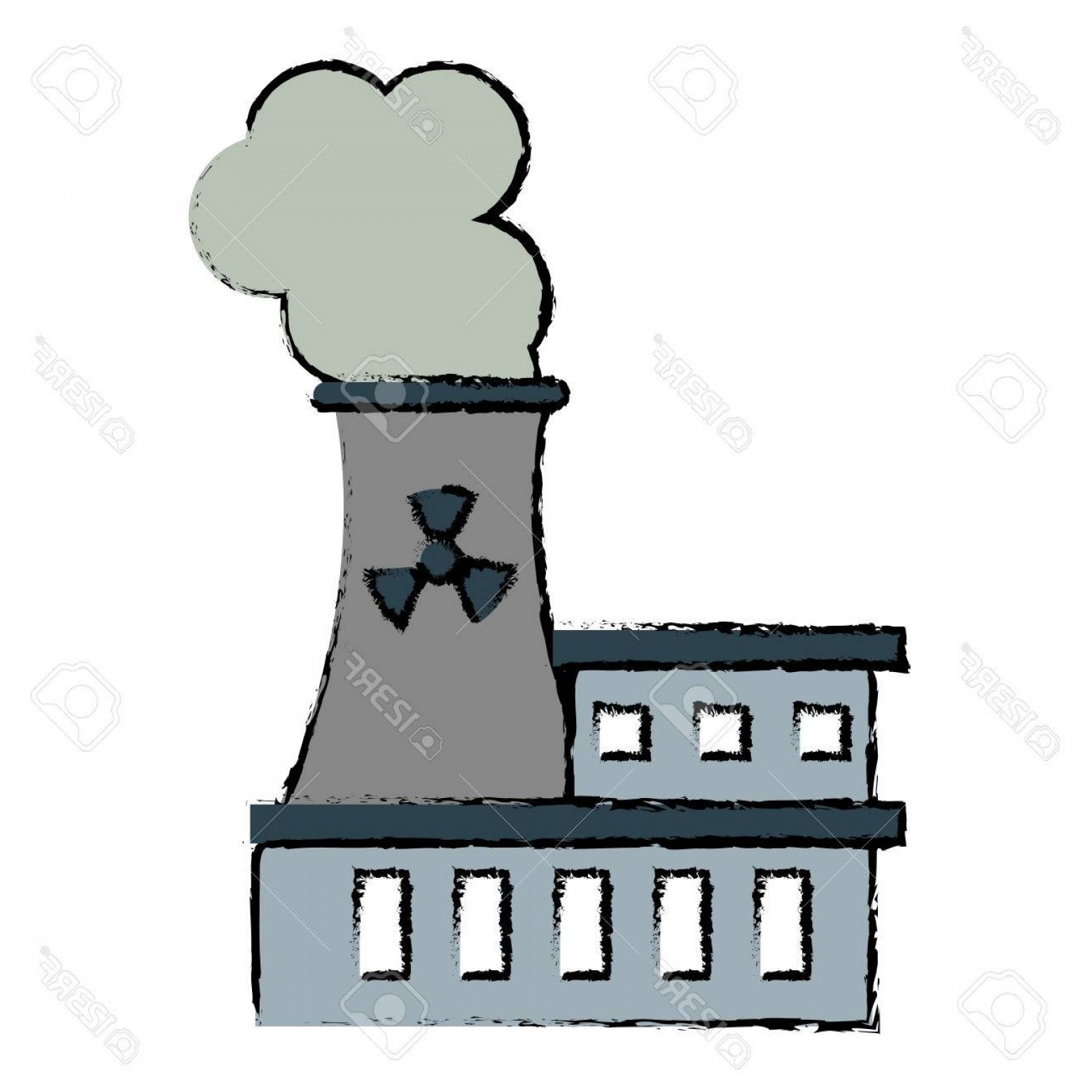 1560x1560 Photostock Vector Drawing Nuclear Power Station Energy Pollution