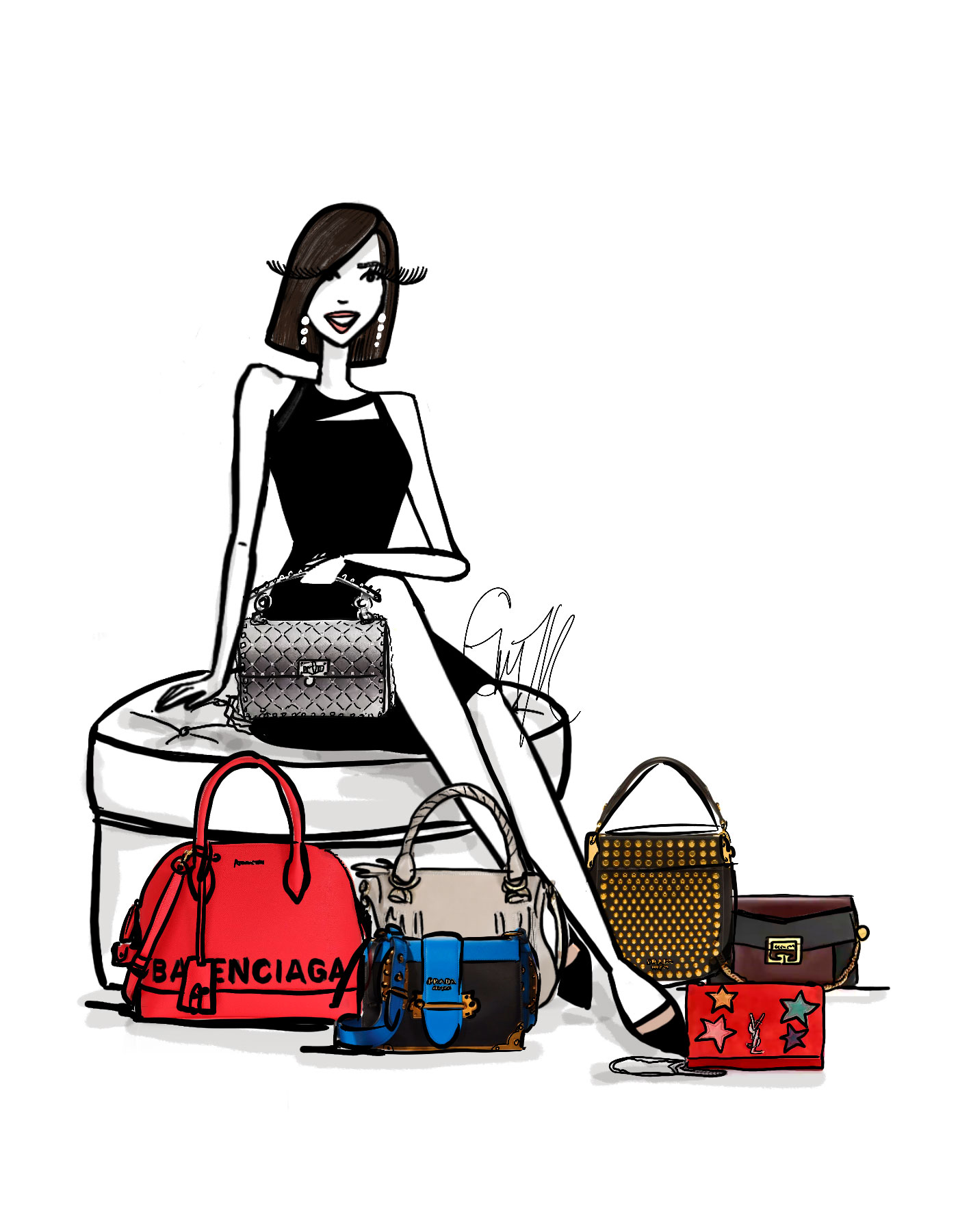 1400x1800 drawing saks iconic handbags