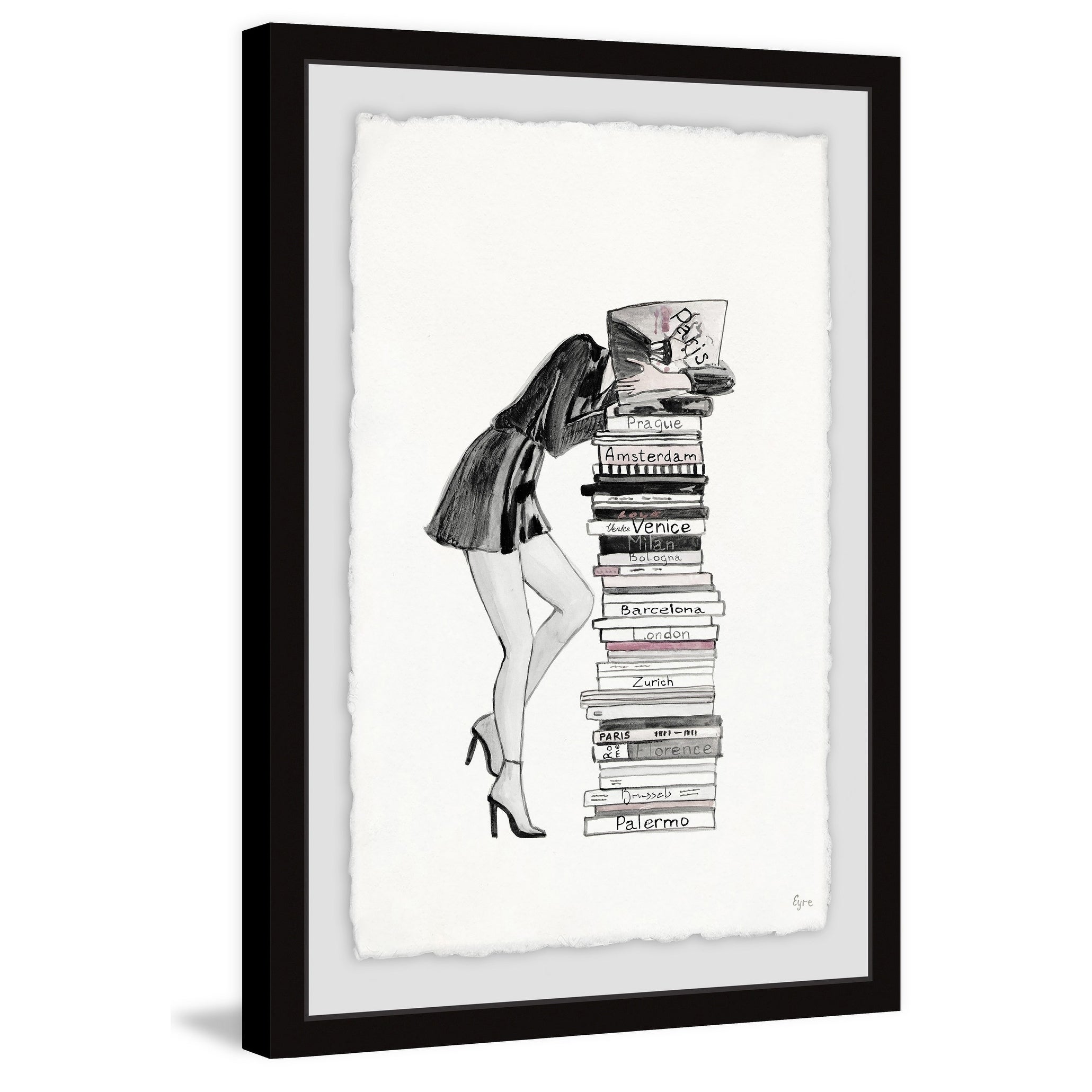 2061x2061 Shop Stack Of Books' Framed Painting Print