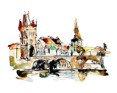 400x319 Watercolor Freehand Sketch Drawing Of Prague Czech Republic Top