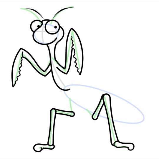 540x540 Praying Mantis Insect Cartoon Drawing Lesson