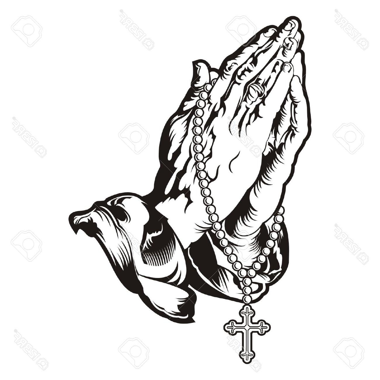 1300x1300 Collection Of 'praying Hands With Cross Drawing' Download More