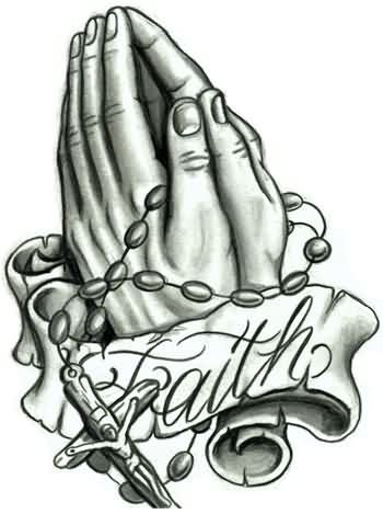 350x469 Praying Hands With Rosary Bead Tattoo Design Tattoos