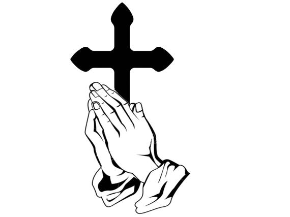 570x427 Praying Hands And Cross Decal Cross Decal Praying Hands Etsy