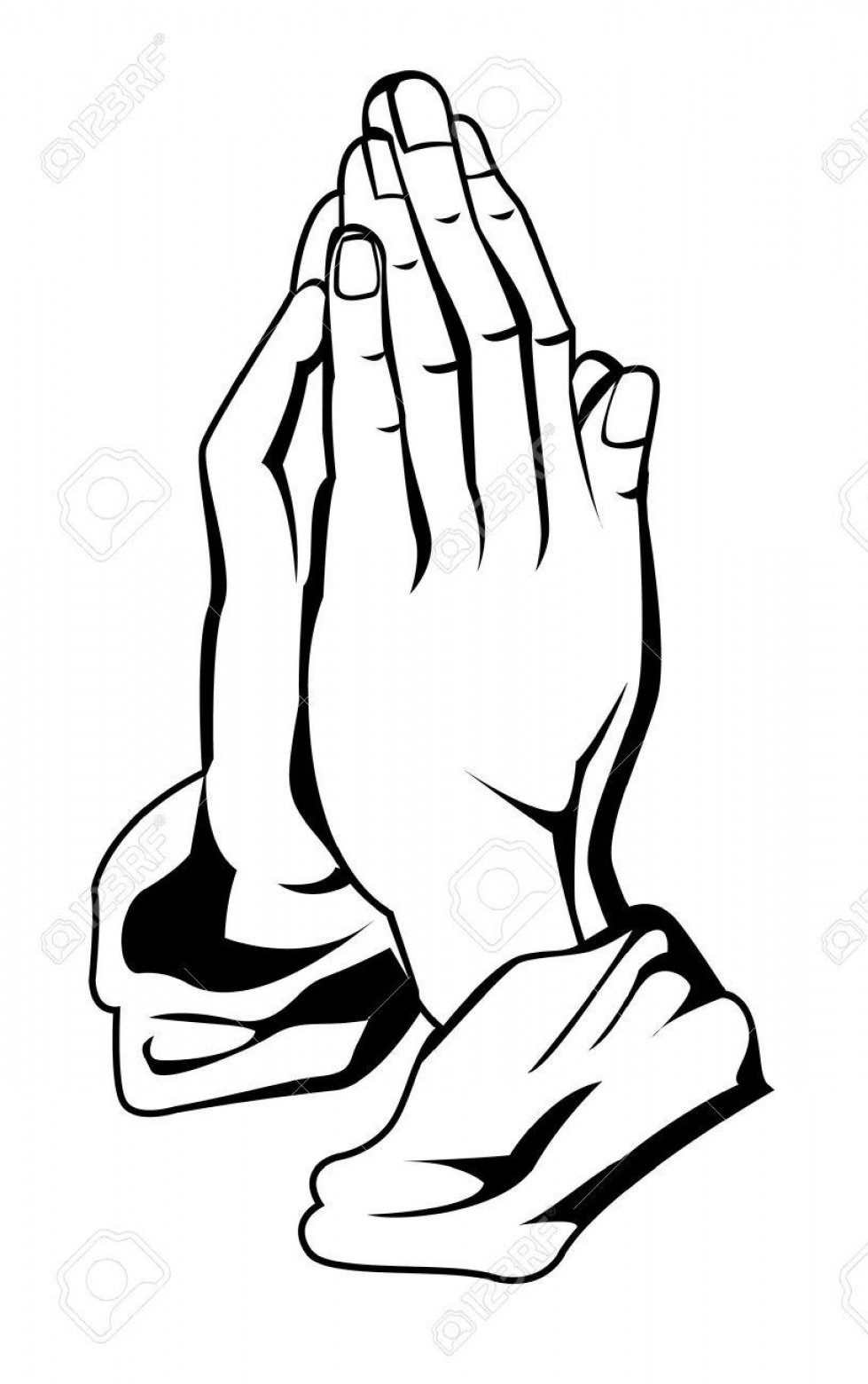 Praying Hands With Cross Drawings 