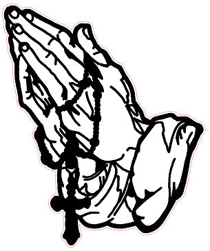 305x364 rosary praying hands aussie decal solidblack background size