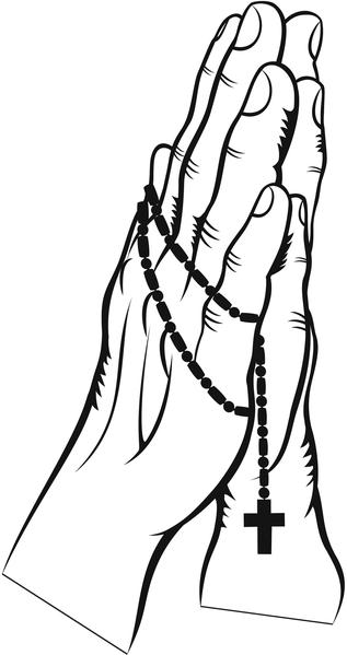 317x599 Simple Praying Hands With Rosary Vinyl Decal Sticker Shinobi