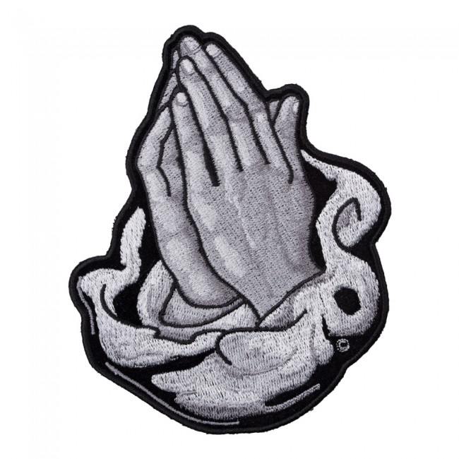 650x650 Subdued Praying Hands Patch Christian Biker Back Patches