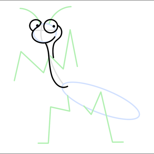 540x540 Praying Mantis Insect Cartoon Drawing Lesson